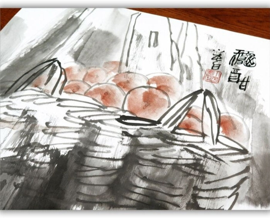 Ink painting • Rice paper - 中国寫意畫-秋酣 Yang Xiaochun • China - 20th century est. 1970 • Ships Insured • 137×1×68 cm