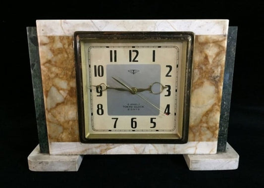 Rare Vintage Tokyo Clock Company Granite Desk Clock w Commemoration .