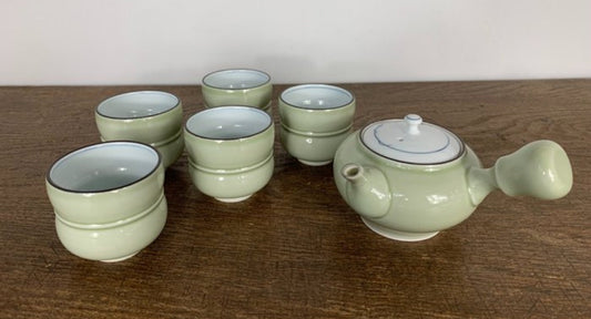Japanese Arita Tea Set Mint Green Porcelain Vintage 20th Century